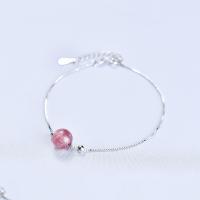 Brass Bracelets, with Quartz, Round, platinum plated, fashion jewelry & for woman 8*3*165+3mm 