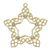 Colgante de Micro Pavé de Zirconía Cúbica, metal, Estrella, chapado en color dorado, micro arcilla de zirconia cúbica & hueco, 24.5x26x2.5mm, agujero:aproximado 1.5mm, Vendido por UD