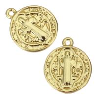 Brass Jewelry Pendants, Round, gold color plated Approx 0.5mm 