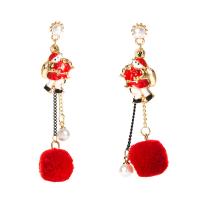 Christmas Earrings, Zinc Alloy, gold color plated, Christmas Design & for woman & enamel, red 