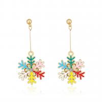 Christmas Earrings, Zinc Alloy, gold color plated, for woman & enamel & with rhinestone, multi-colored 