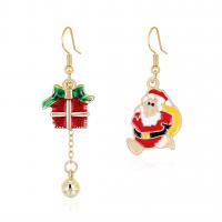 Christmas Earrings, Zinc Alloy, gold color plated, for woman & enamel, red 