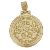 Brass Jewelry Pendants, Round, gold color plated Approx 2.5mm 