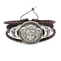 PU Leather Cord Bracelets, with Zinc Alloy, plated, dyed & Unisex & multi-strand 18cm 