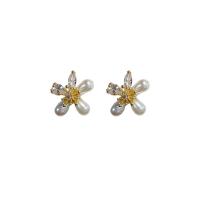 Zinc alliage strass Stud Earring, alliage de zinc, Placage, styles différents pour le choix & pavé de micro zircon & pour femme, plus de couleurs à choisir Vendu par paire