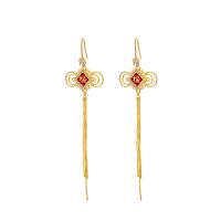 Fashion Fringe Earrings, Copper Alloy, gold color plated, micro pave cubic zirconia & for woman & enamel, 77mm 