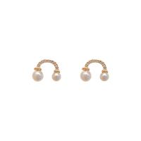 Pendientes de Perno de Aleación de Zinc, chapado en color dorado, para mujer, Blanco, 13x10mm, Vendido por Par