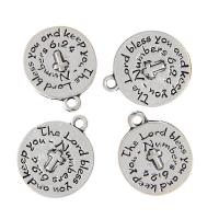 Zinc Alloy Message Pendants, Round, plated, DIY, silver color, 18mm 