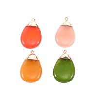 Resin Brass Pendants, with Brass, Teardrop, plated, DIY 34*21mm 