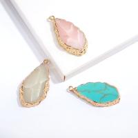 Gemstone Pendantifs en laiton, Pierre naturelle, avec laiton, larme, Placage, DIY & styles différents pour le choix, plus de couleurs à choisir, 40*5mm, Vendu par PC