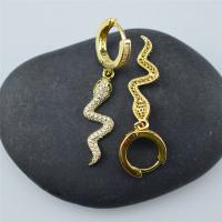 Aro aro gota pendiente, metal, Serpiente, chapado en color dorado, micro arcilla de zirconia cúbica & para mujer, 45mm, Vendido por Par