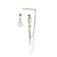 Asymmetric Earrings, Zinc Alloy, irregular, gold color plated, for woman, white 