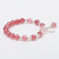 Strawberry Quartz Armband, rund, platiniert, Modeschmuck & für Frau, Rosa, 140-160*8-9mm, verkauft von Strang