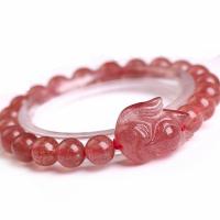 Quarz Armbänder, Strawberry Quartz, poliert, für Frau, Rosa, 8mm, Länge:ca. 7 ZollInch, verkauft von Strang