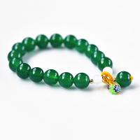 Pulseras de ágata verde, Ágata verde, con Cloisonné, chapado en color dorado, para mujer, verde, 10mm, longitud:aproximado 7 Inch, Vendido por Sarta