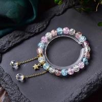 Quartz Bracelets, Crackle Quartz, with Zinc Alloy, polished, for woman, multi-colored, 8mm Approx 7 Inch 