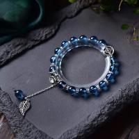 Pulsera de Piedras Preciosas, cianita, con Plata tibetana, pulido, para mujer, azul, 8mm, longitud:aproximado 7 Inch, Vendido por Sarta