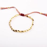 Brass Bracelets, with Cotton Cord, plated, Adjustable & Unisex Approx 7 Inch 