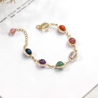 Pulsera de Piedras Preciosas, Cuarzo natural, con metal, Esférico, chapado, Joyería & para mujer, multicolor, 190mm, Vendido por Sarta