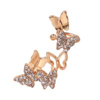 Zinc alliage strass Stud Earring, alliage de zinc, papillon, Placage, pour femme & avec strass, doré, Vendu par sac