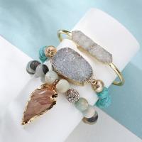 Pulsera druzy, Piedra natural, Donut, pulido, 4 piezas & Joyería & para mujer, color mixto, 180mm, Vendido por Set