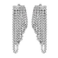 Fashion Fringe Earrings, Zinc Alloy, fashion jewelry & for woman & with rhinestone, 70mm 