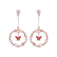 Cubic Zirconia Micro Pave Brass Earring, fashion jewelry & micro pave cubic zirconia & for woman 