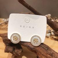 Pendientes de Perno de Aleación de Zinc, chapado en color dorado, micro arcilla de zirconia cúbica & para mujer, más colores para la opción, 12x12mm, Vendido por Par