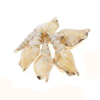 Trompette Shell pendentif en laiton, coquille de trompette, conque, Placage de couleur d'or, DIY, beige, 77*23*16-58*23*14mm, Vendu par PC