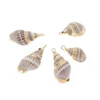 Trompette Shell pendentif en laiton, coquille, conque, Placage de couleur d'or, DIY, violet clair, 25*12*10-15*5*5mm, Vendu par PC