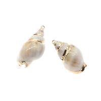 Trompette Shell pendentif en laiton, coquille, conque, Placage de couleur d'or, naturel & DIY, beige, 37*18*15-30*12*10mm, Vendu par PC