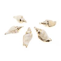 Trompette Shell pendentif en laiton, coquille, conque, Placage de couleur d'or, naturel & DIY, beige, 32*13*9-16*11*11mm, Vendu par PC