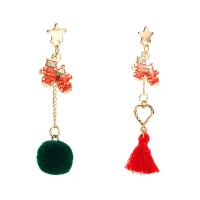 Christmas Earrings, Zinc Alloy, gold color plated, for woman & enamel, red 