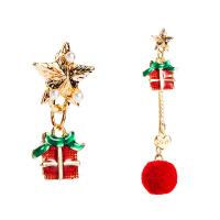 Christmas Earrings, Zinc Alloy, gold color plated, Christmas Design & for woman & enamel, red 