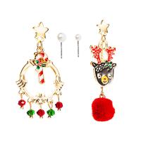 Christmas Earrings, Zinc Alloy, gold color plated, Christmas Design & for woman & enamel, multi-colored 