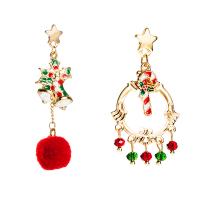 Christmas Earrings, Zinc Alloy, gold color plated, Christmas Design & for woman & enamel, multi-colored 