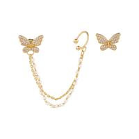 Asymmetric Earrings, Brass, Butterfly, fashion jewelry & for woman & with cubic zirconia 