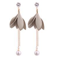 Fashion Fringe Earrings, Cloth, with Zinc Alloy, for woman & with rhinestone 99mm 