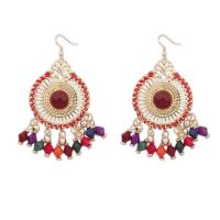 Fashion Fringe Earrings, Zinc Alloy, with Resin Pearl, gold color plated, for woman 90mm 