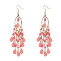 Fashion Fringe Earrings, Zinc Alloy, with Resin, gold color plated, for woman 127mm 