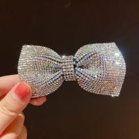 Hair Barrettes, Zinc Alloy, Bowknot, fashion jewelry & for woman & with rhinestone 