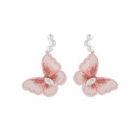 Boucle d'oreille en alliage de zinc en plastique perle, avec perle de plastique, papillon, bijoux de mode & pour femme, plus de couleurs à choisir Vendu par paire