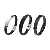 Titanium Steel Bracelet & Bangle, PU Leather, with Titanium Steel, fashion jewelry & Unisex Approx 8.6 Inch 