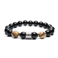 acero inoxidable Pulsera, con Piedras preciosas & Piedra Negra, chapado, diferentes materiales para la opción & para hombre, 10mm, longitud:aproximado 7.4 Inch, Vendido por Sarta