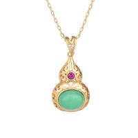 Brass cubique Collier zircon, laiton, avec Calcédoine verte, renard, Placage de couleur d'or, styles différents pour le choix & pavé de micro zircon & creux Environ 19.68 pouce, Vendu par PC