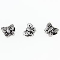 perles de grand trou en inox , acier inoxydable, papillon, Oindre, 8mm Environ 4mm, Vendu par PC