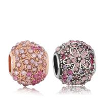 Zinc Alloy Large Hole Beads, plated, DIY & with rhinestone 