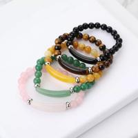 Pulsera de Piedras Preciosas, Piedra natural, con acero inoxidable, chapado, Joyería & diferentes materiales para la opción & para mujer, más colores para la opción, 10x36mm, longitud:7.28 Inch, Vendido por Sarta