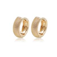 Brass Huggie Hoop Earring, Round, gold color plated 