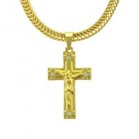 Men Necklace, Zinc Alloy, gold color plated, for man & with rhinestone 